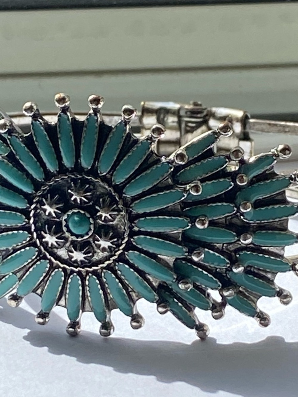 Turquoise Sunburst Cuff Bracelet - Picture 5 of 10